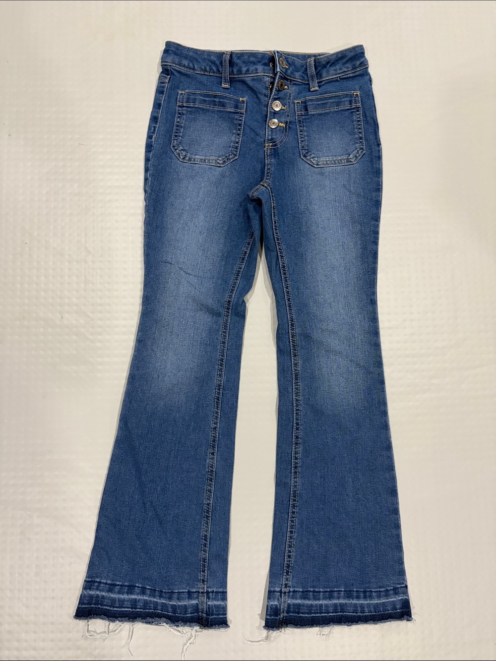 Kohl's Medium Blue High-Rise Flared Jeans with Button Front